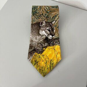 Endangered Species Florida Panther 100% Silk Tie‎ With Wildlife Print